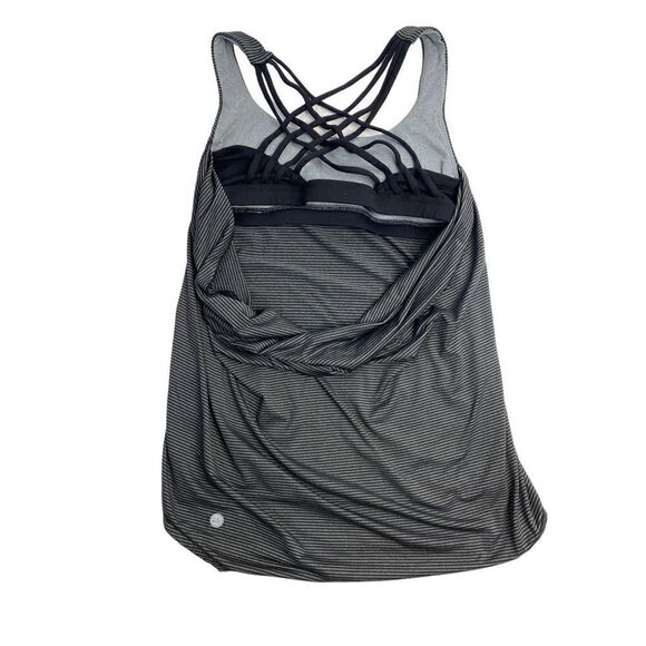 Queenie Ke Women's Pinstripes 2-in-1 Yoga Top Gray Medium - Picture 3 of 9